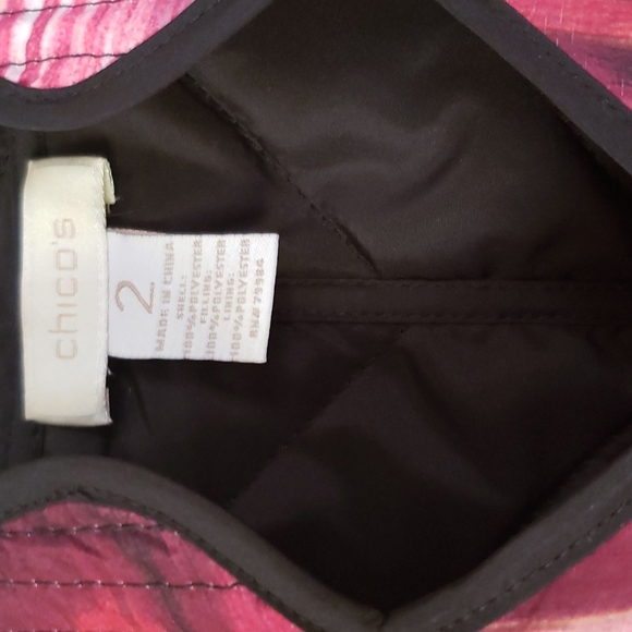 Chicos open jacket quilted pink water colors size 2 - Picture 5 of 7